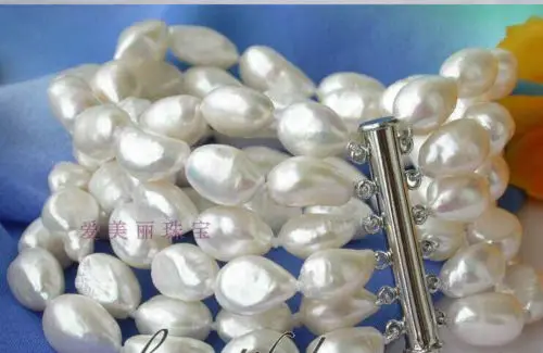 

Shipping >>> six strands11-12mm south sea white baroque pearl bracelet7.5-8inch