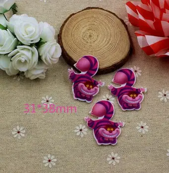 

50 pcs New Cartoon Alice In Wonderland Cat Figurine Crafts Flat Back Resins Bow DIY Hairpin Hair Accessories Headwear TP-30