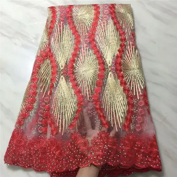 

french Embroidery tulle lace fabric with Stones latest african lace fabric nigerian lace fabric for wedding party 5yards/lot