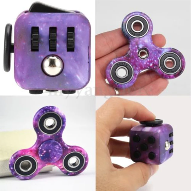 Mehechap Purple Galaxy Fidget Cube And Cute Hand Spinner Set Ceramic Stress Relief Plastic Mehechap Purple Galaxy Fidget Cube And Cute Hand Spinner Set Ceramic Stress Relief Plastic