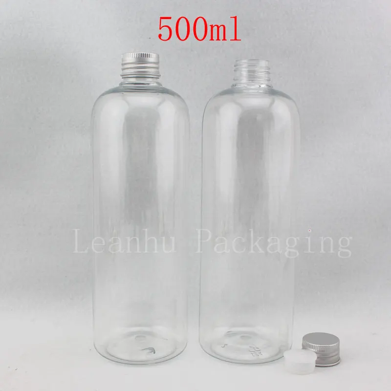 

500ML Transparent Round Plastic Bottle Aluminum Cap , 500CC Shampoo / Shower Gel Sub-bottling , Empty Cosmetic Container
