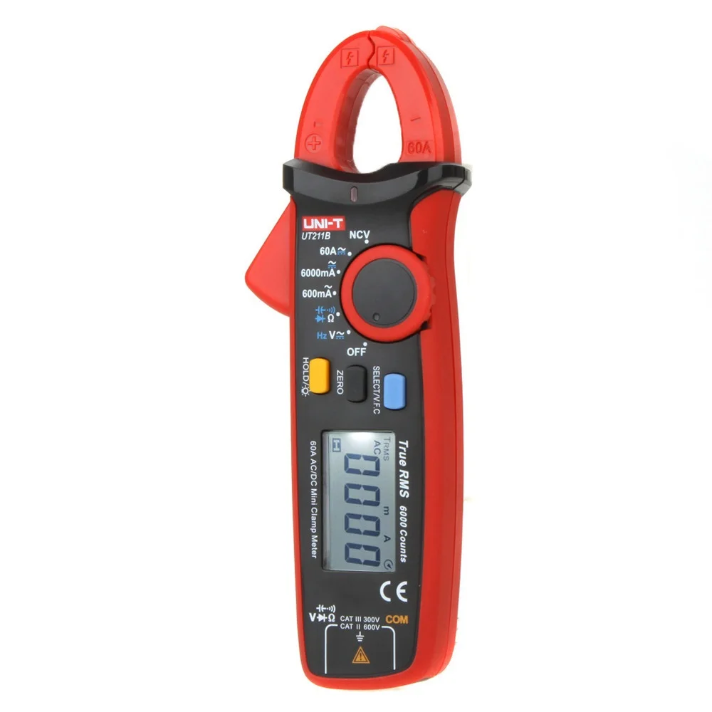 

UNI-T UT211B Digital Clamp Multimeter AC DC 60A Current NCV Test Best Accuracy 20mA Zero Mode Cap Diode Ohm