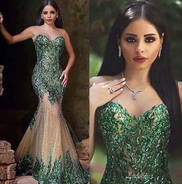 

Vintage Arabic Long Prom Dresses 2019 Sheer O-Neck Sleeveless Floor Length Appliques Tulle Mermaid Evening Gowns Robe de soriee