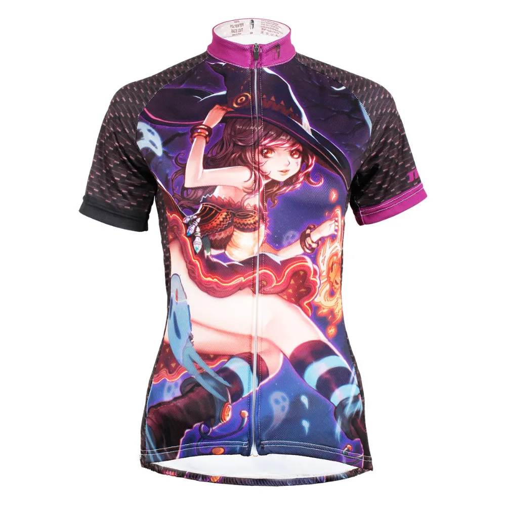 

Free Shipping Womens Black Cycling Jerseys Comfortable Ropa Ciclismo Mujer Halloween Little Witch Cycling Clothing Size XS-6XL