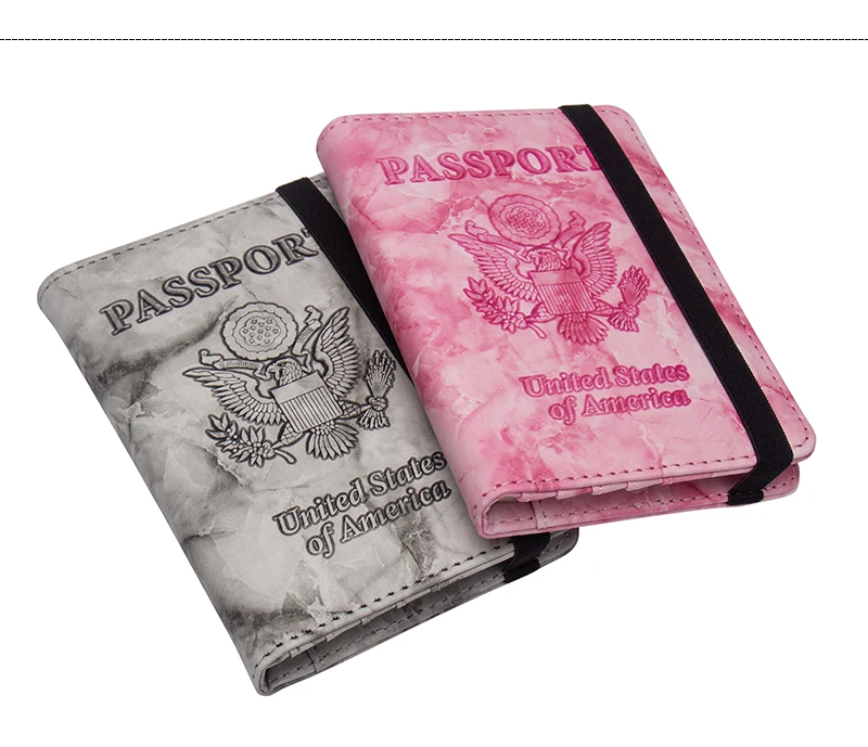 США двойной Орел мраморный узор из искусственной кожи путешествия паспорт держатель с повязкой Обложка для паспорта Кредитная карта ID