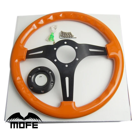 Рулевое колесо из настоящего дерева Mofe Racing Алюминиевые черные спицы 53 мм