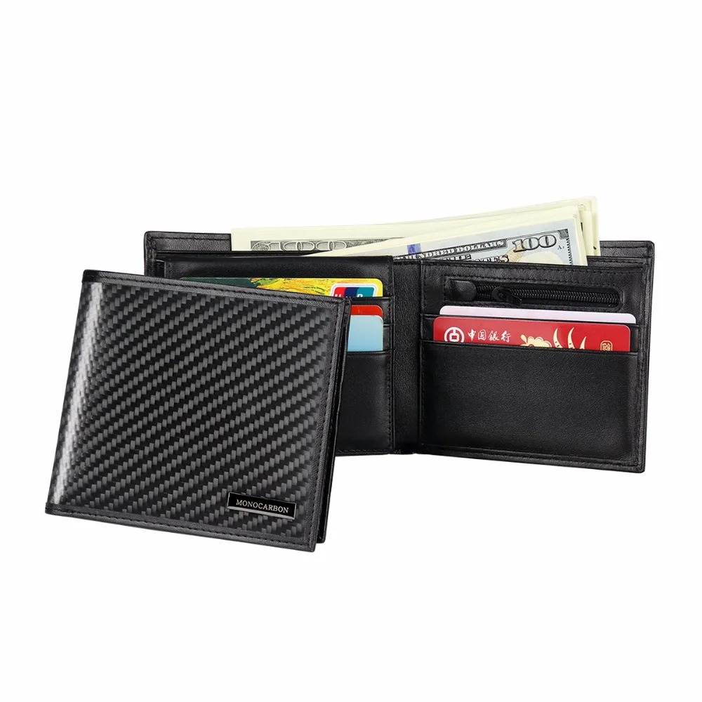 MONOCARBON Luxury Design Real Carbon Fiber Wallet Matte Surface Pattern