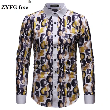

ZYFG free men for shirt creative printing turn-down collar shirts youth vitality fashion casual male clothing