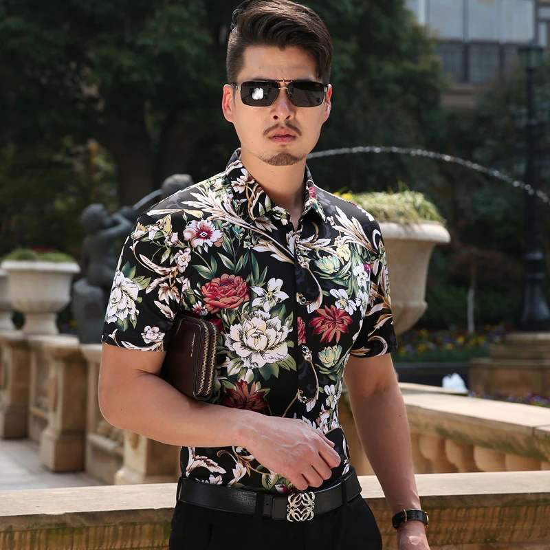 2016 nueva moda de verano para hombres camisa de vestir de flores de manga  corta con estampado floral|flower dress shirt|dress shirtdress shirt  fashion - AliExpress