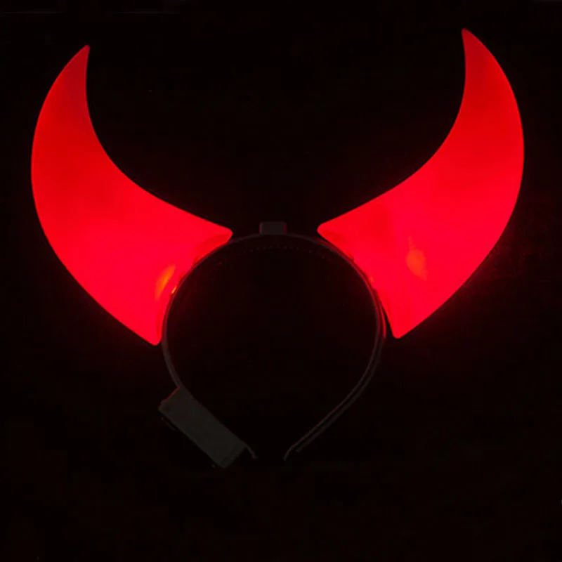 2018 LED Flashing Big Devil Horn Girls Light Headbands for Adult Kids