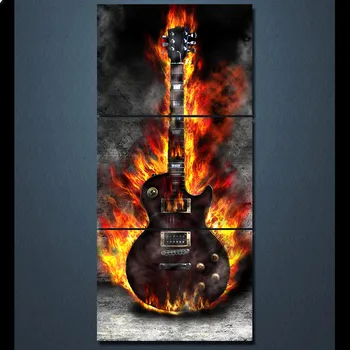 

3pcs,diy Diamond Embroidery Burning Guitar,Full 5d Diamond Painting Cross Stitch Mosaic Crafts Diamond Pattern home decor
