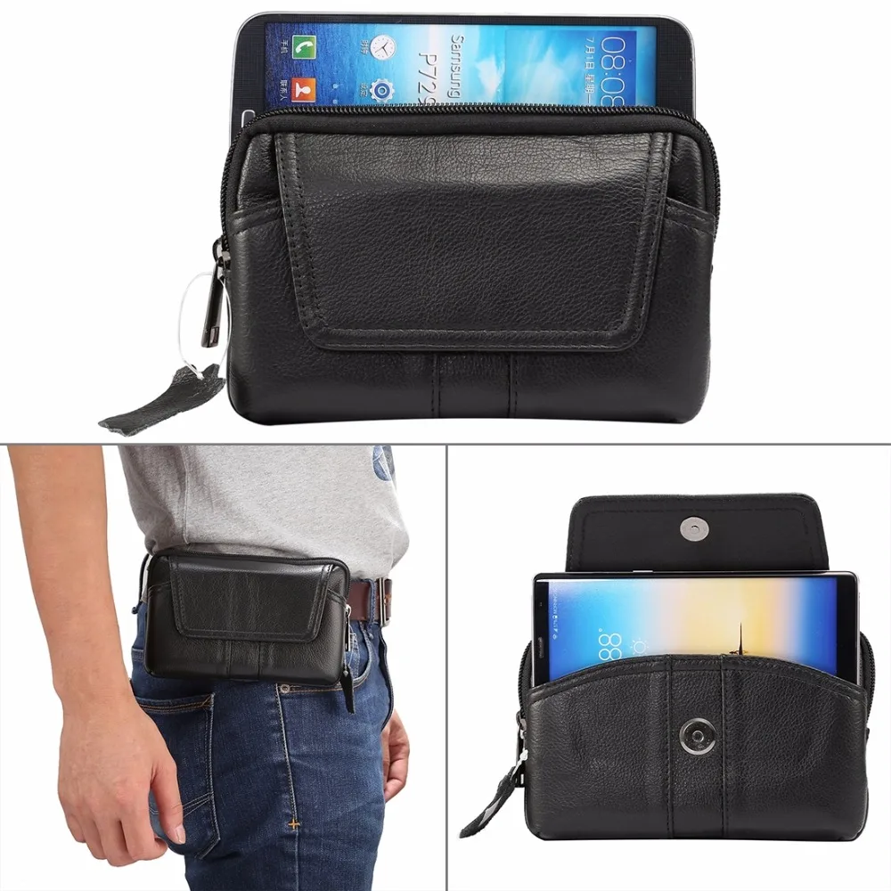 6.0 inch Universal Genuine Leather Men Horizontal Style Smartphone Case