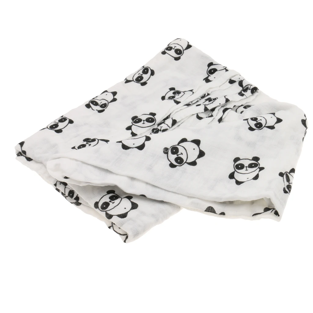 1Pc Soft Muslin Cotton Blanket Newborn Infant Baby Blanket Swaddle Bathing Bath Towel Panda 110x110cm