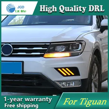 

Free shipping ! 12V 6000k LED DRL Daytime running light case for VW Tiguan 2017 fog lamp frame Fog light Car styling