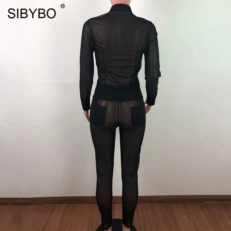 Женский комплект из двух предметов Sibybo прозрачная футболка с длинным рукавом на