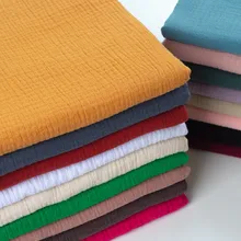 50*130cm tecido drapeja algodão e linho dupla gaze crepe roupas de bebê tecido senhoras saia sleepwear tecidos d20