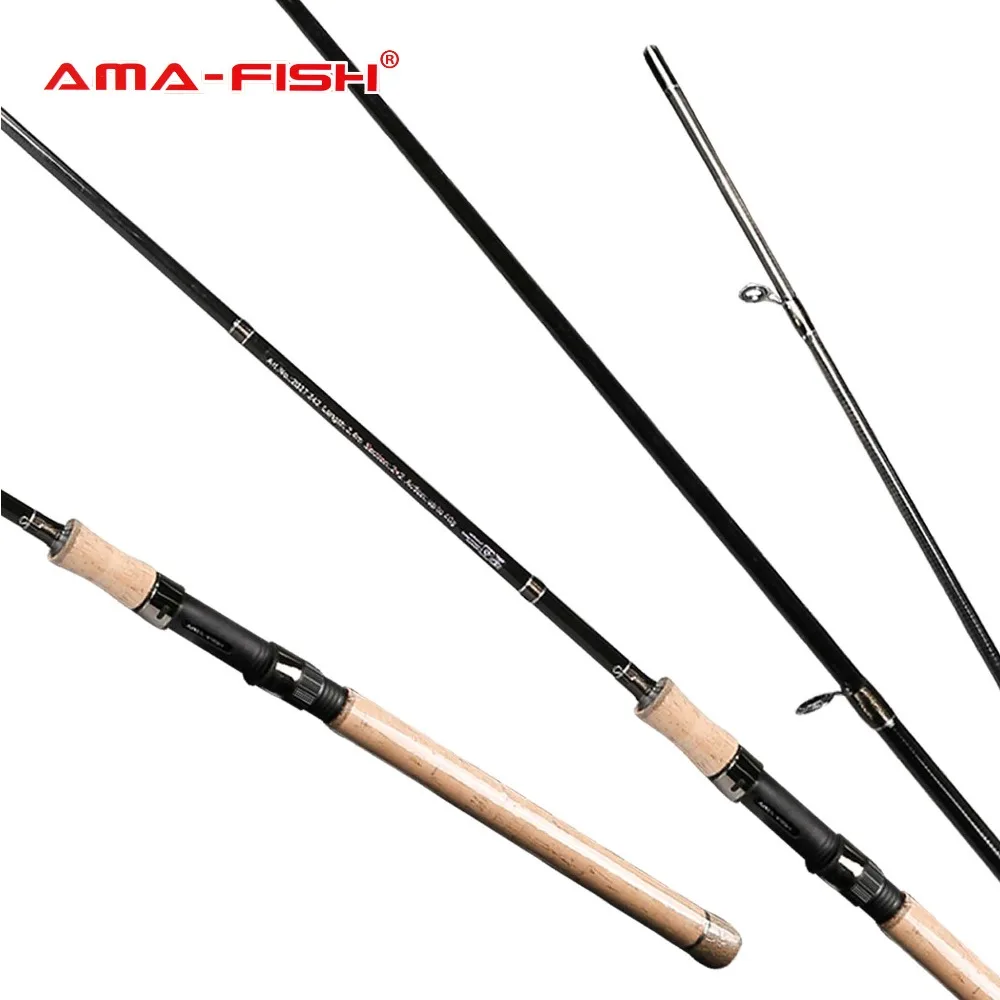 ФОТО 100% Original AMA-FISH Telescopic Fishing Rod 2.4m Carbon Fishing Rods 2+2 Sections Spinning Fishing Rods Lure Weight Up To 40g 