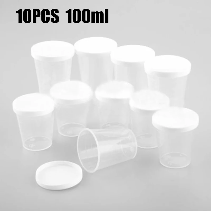 

10pcs Set 100ml Plastic Kitchen / Lab Graduated Measuring Cups Liquid Container