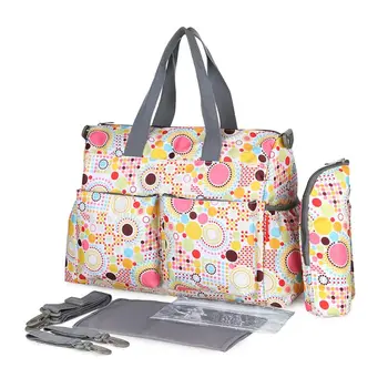 

6Pcs Large Capacity Diaper Bag Tote for Mom Dad Travel Baby Care Shoulder Bags with Changing Pad Insulated Pockets Stroller