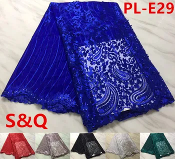 

5yards african french lace fabric high quality 2018 african lace fabric tulle fabric nigerian lace fabrics for dress PL-E29