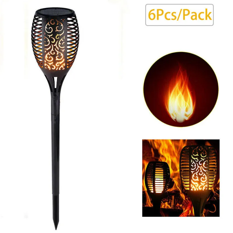 1-20pcs 96LED Solar Torch Light Flickering Dancing Flame Garden Waterproof Lamp - Испускаемый цвет: 6PCS