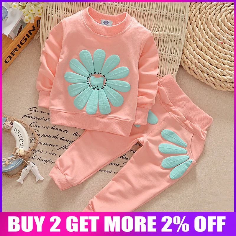 BibiCola Spring Autumn Children Girl Clothing Set Baby Girls Sports