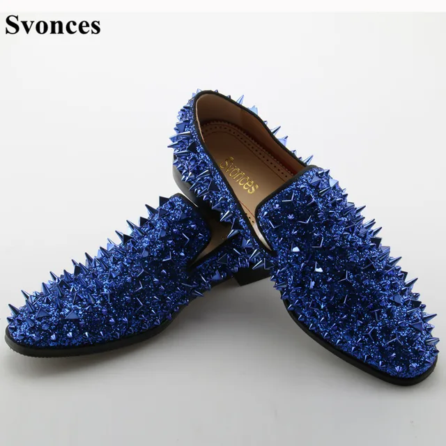 blue dress shoes with spikes