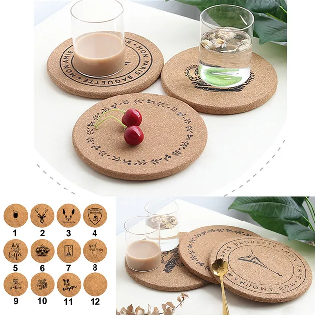Cork Coasters for Home Restaurant Office and Bar Drinks Round Edge