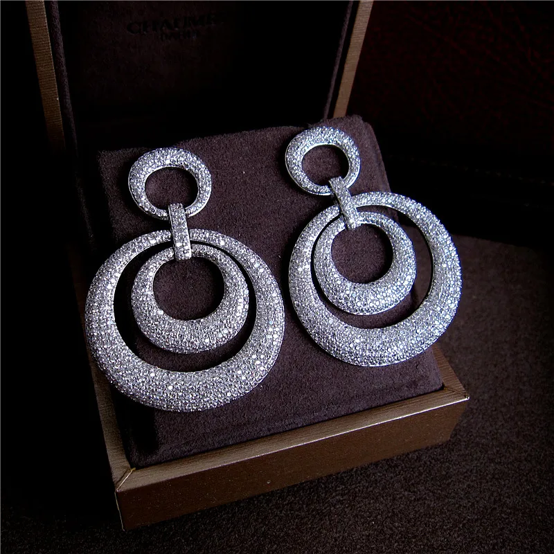 

Fashion AAA cubic zirconia micro pave setting round shap drop earrings for women gorgeous,white colour,E9332