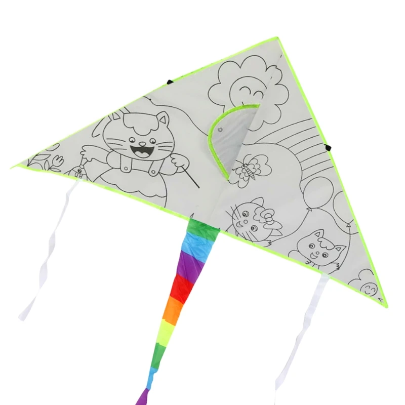 

OOTDTY 1 PC New DIY Painting Kite With Pigment Kite For Kids Children Flying Outdoor Toy