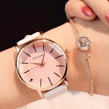 

Polygonal dial design women watches luxury fashion dress quartz watch ulzzang popular brand white ladies leather wristwatch saat