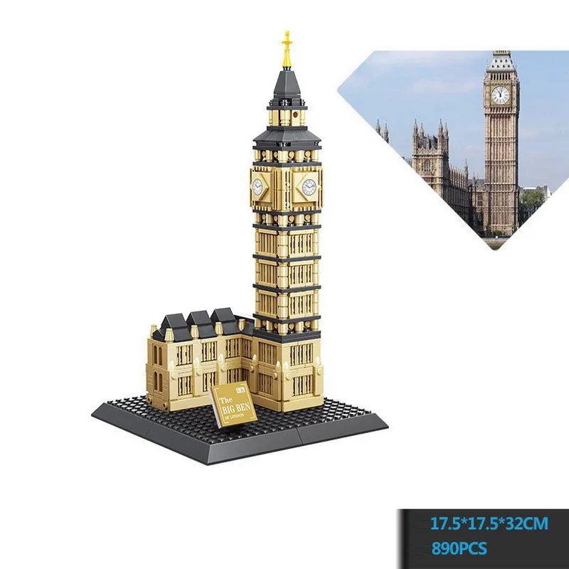 

WANGE The London Big Ben Architecture Figure Blocks Construction Building Brick Toys For Children Christmas Gift