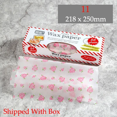 50Pcs/Lot Wax Paper Food-grade Grease Paper Food Wrappers Wrapping Paper for Bread Sandwich Burger Fries Oilpaper Baking Tools - Цвет: 11 With Box