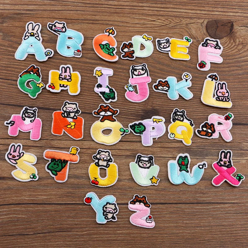

A-Z, 1 PCS Color Cartoon English Letter Embroidery Mixed Embroidery Patch sew.