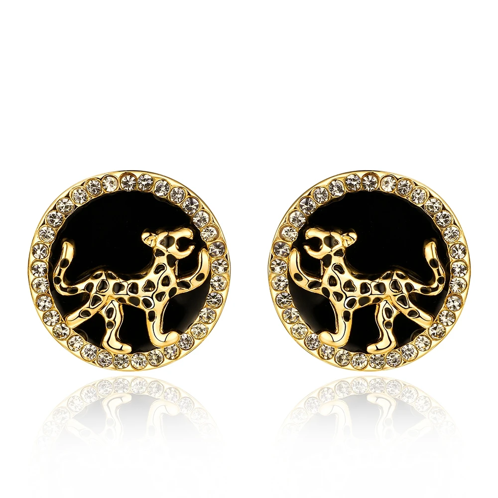 Hot! Fashion Popular Zircon Round Dog Earring Engagement Gold Color earring for women LKN18KRGPE1002-A | Украшения и аксессуары
