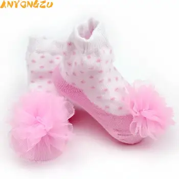 

10pair/lot Anyongzu Girls Floral Baby Socks Wave Jacquard Spring And Sweet Lacy Many Random Color0-12m 12-24m