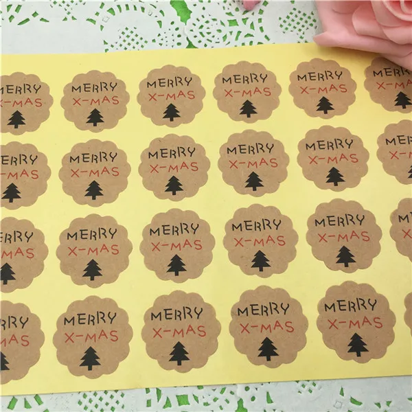 100 шт самоклеющиеся наклейки для рождественского фестиваля подарочные украшения для сумок и чашек несколько стилей серии Merry Christmas - Цвет: Brown