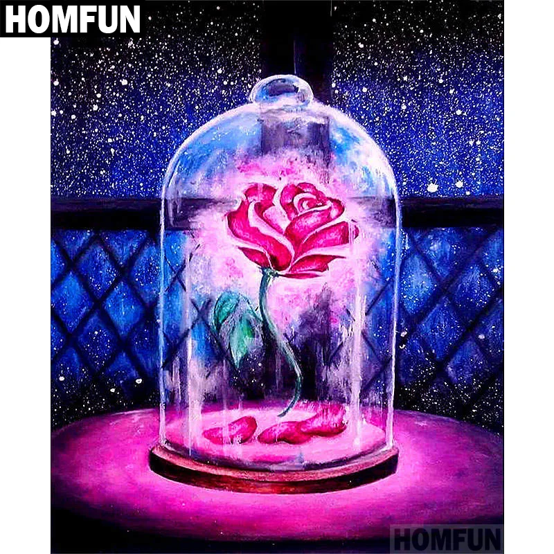 HOMFUN полный квадратный/круглый дрель 5D DIY Алмазная картина "Красная роза цветок" 3D вышивка крестиком 5D домашний декор A00705