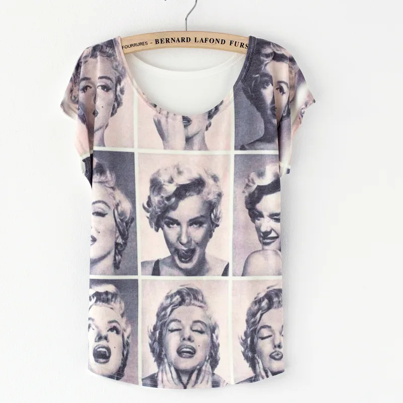 

Vintage Women Tee Marilyn Monroe Character Print Aesthetic Casual Goth Clothes Summer Short Sleeve Ladies T-Shirts