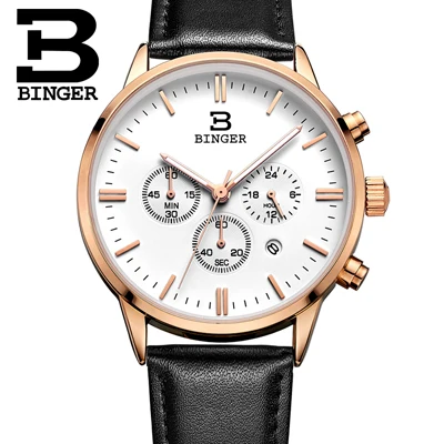 Швейцарские мужские часы люксовый бренд наручные часы Бингер кварцевые мужские часы водонепроницаемые Авто Дата хронограф часы BG9201 - Цвет: Item 1