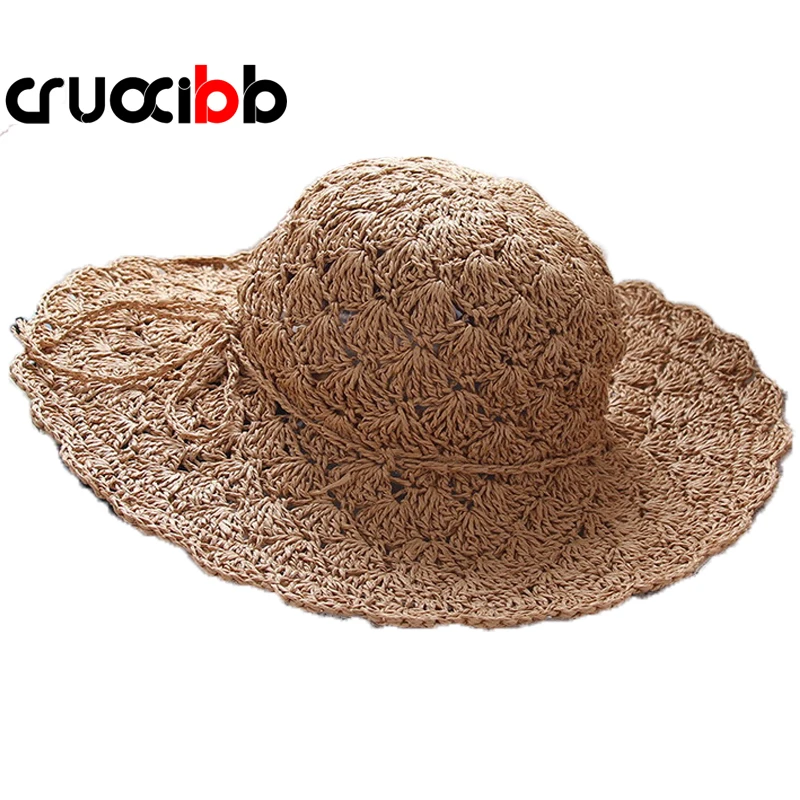 Cruoxibb Мода 2017 г. Летняя женская шляпа солнца Gorras дамы широкополые соломенные шляпы