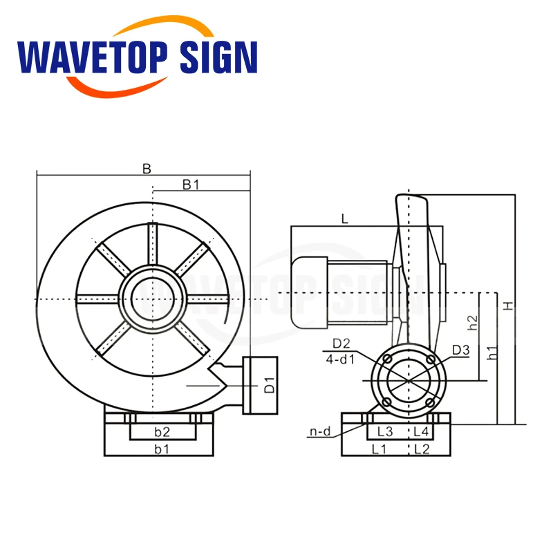 Центробежный вентилятор WaveTopSign для вакуумной гравировки 220 В 550 Вт CZR LY80|machine