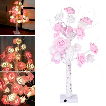 

Rose Potted Desk Lamp Night Lights Bonsai Tree Christmas Decor Lights with 24 LED Beads CLH@8