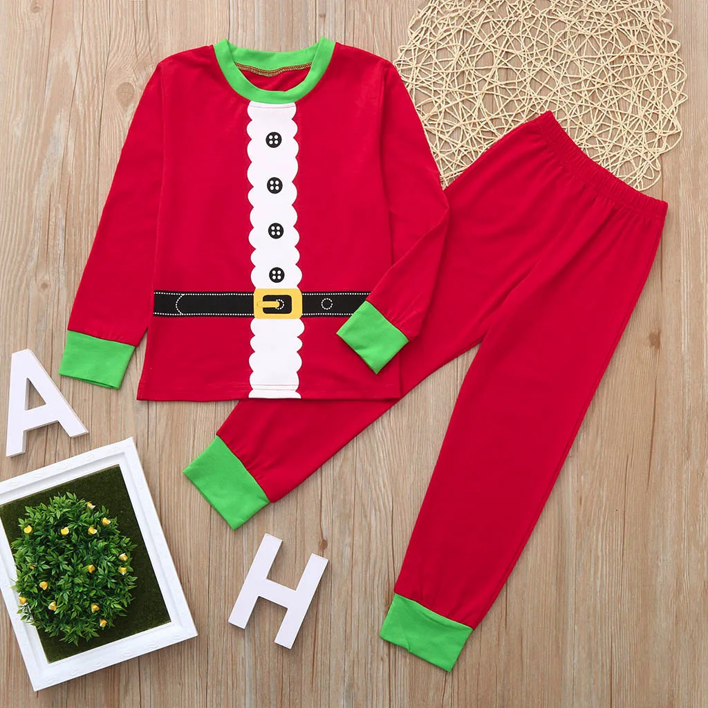 

Baby Boys Girls Long-Sleeves O-neck Printed Patchwork Tops Pants Family Pajamas Sleepwear Matching Christmas Clothing Sets
