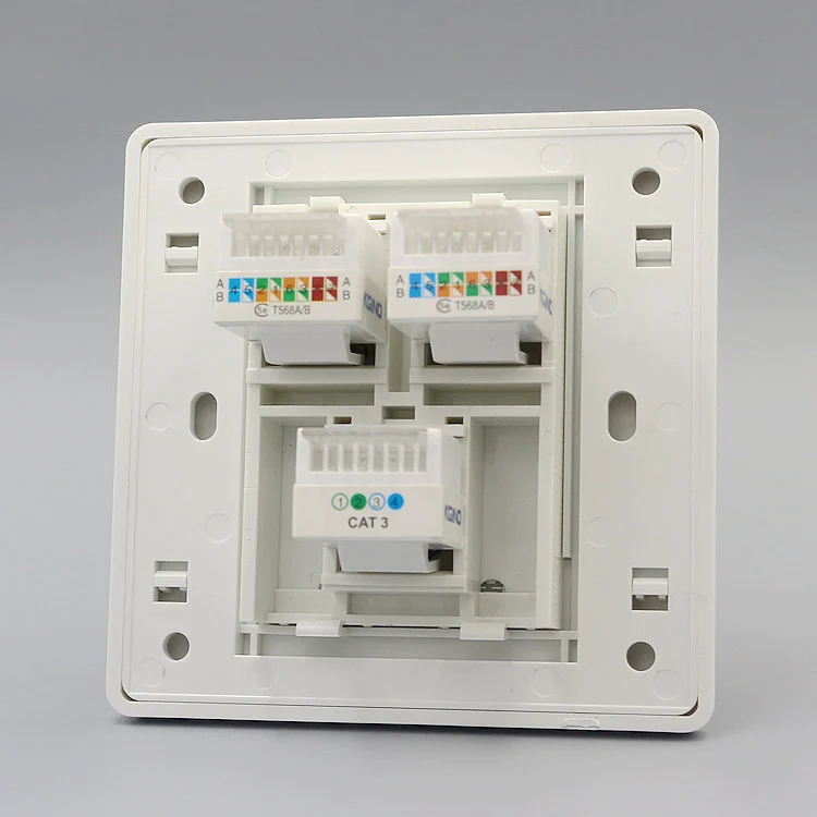 Настенная розетка двухсетевая LAN Cat5e RJ45 и RJ11 Cat3 панель телефонного выхода лицевая
