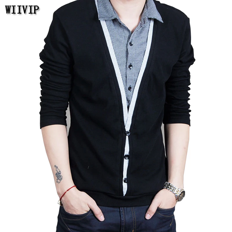 2017 New Men's Sweater Autumn Fashion Layered Pullover