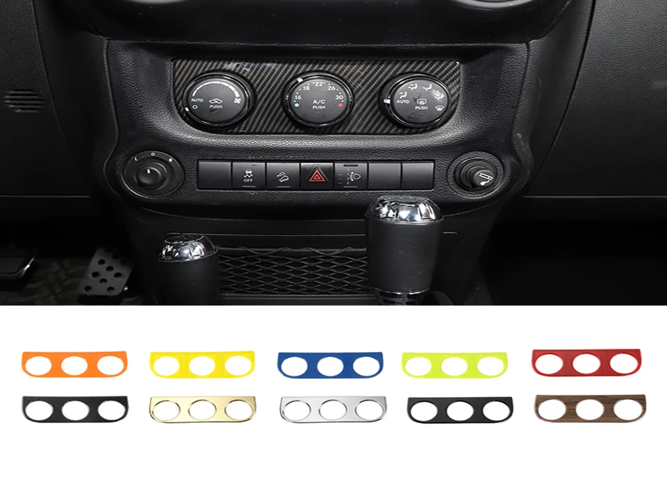 SHINEKA Car Stickers Interior Air Conditioning Switch Panel Decoration Cover Stickers For Jeep Wrangler JK 2011-2017 Accessories