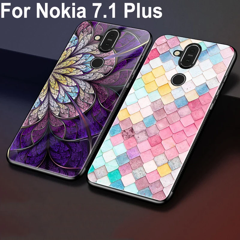 Чехол для Nokia 7 1 Plus чехол из закаленного стекла + с мягкой кромкой 6 18 дюйма plus чехлы