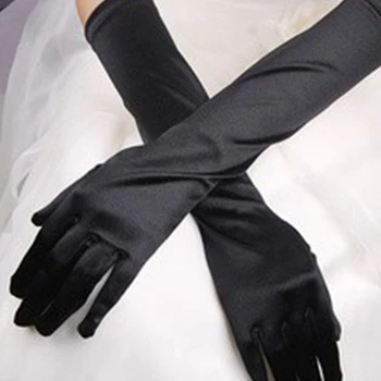 

Vintage Women Elegance Solid Color Prom Stretch Halloween Satin Opera Evening Party Long Gloves