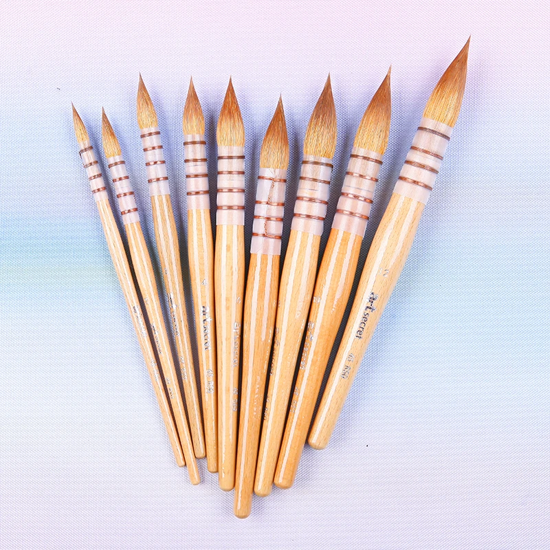 10PCS Artists Paint Brush Set Round Pointed Tip Nylon Hair Paint